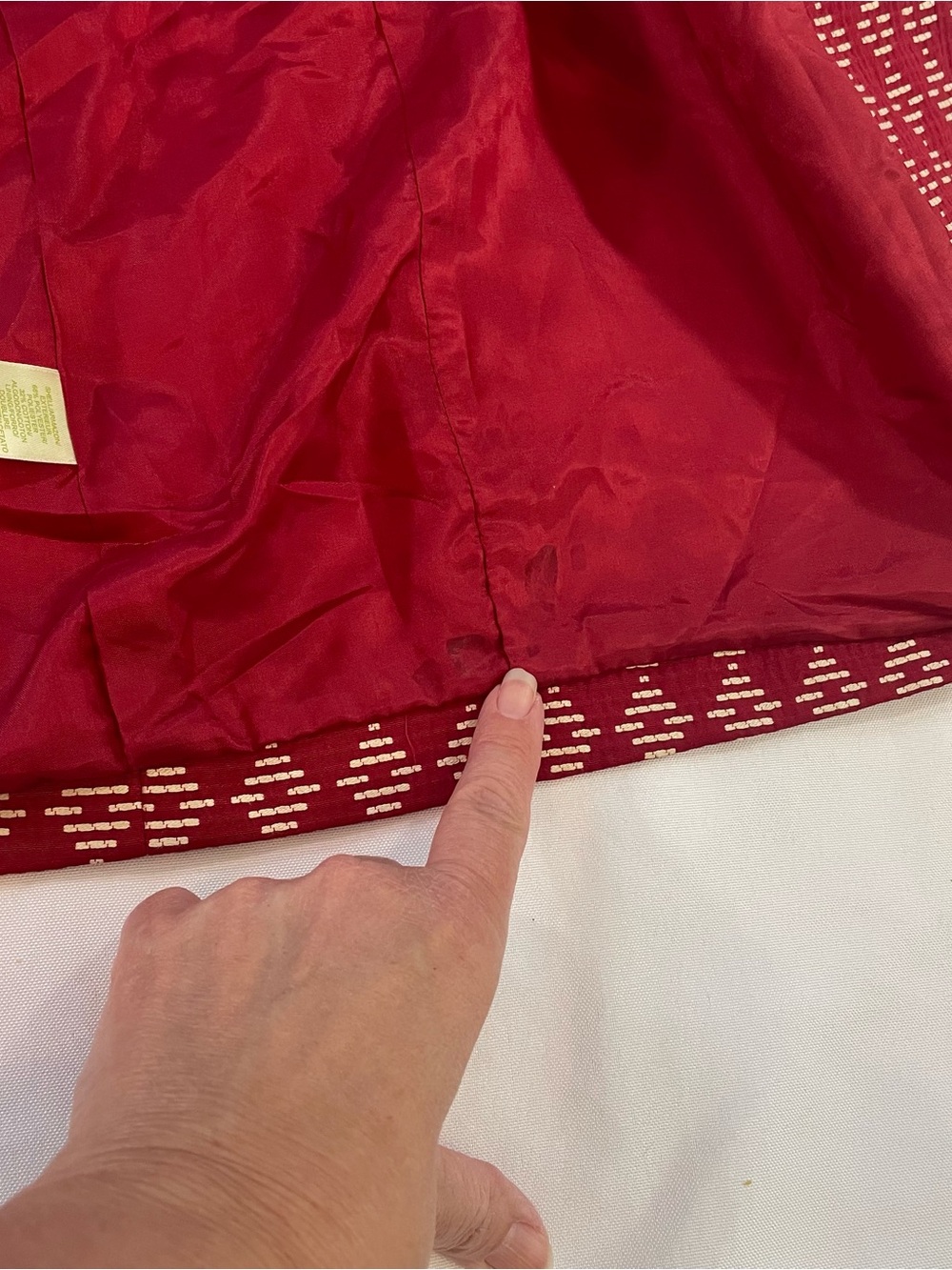 Sigrid Olsen Women’s Red Lined Jacket, Cream Dash Pattern, Buttons/Pockets, Sz 2 - Picture 12 of 13